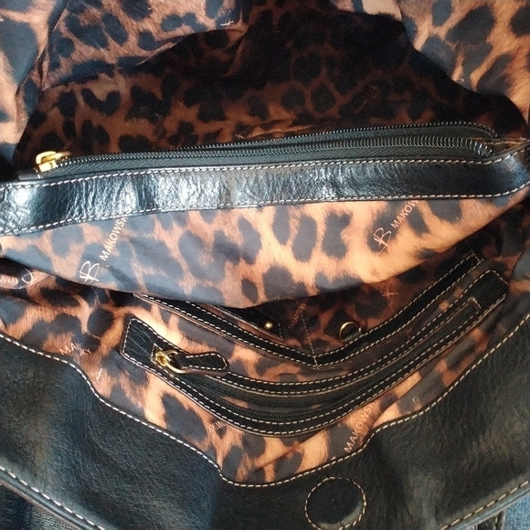 B Makowsky Black Pebble Leather Satchel Shoulder Bag - Picture 10 of 14